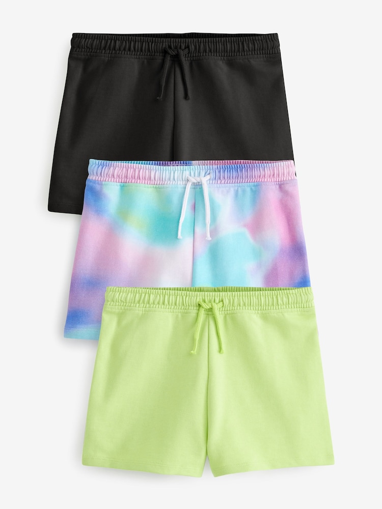 Pink/Blue/Purple Digital Tie Dye Print 3 Pack Cotton Jersey Shorts (3-16yrs) - Image 1 of 2 Pink/Blue/Purple Digital Tie Dye Print 3 Pack Cotton Jersey Shorts (3-16yrs) - Image 1 of 2