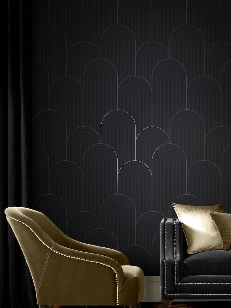 Graham & Brown Black Lancet 10M Wallpaper - Image 1 of 3