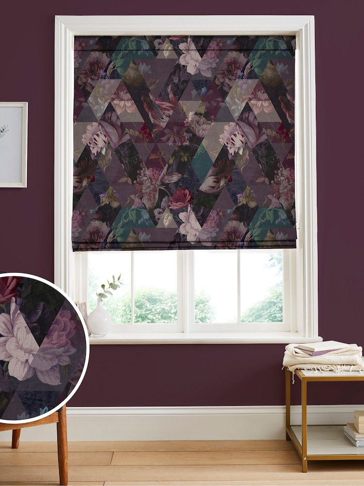 Graham & Brown Amethyst Purple Timepiece Made to Measure Roman 100% Cotton Blind - Image 1 of 6