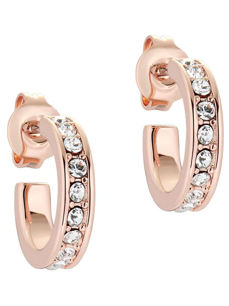 Ted Baker Rose Gold SEENITA: Crystal Small Hoop Earrings - Image 1 of 9