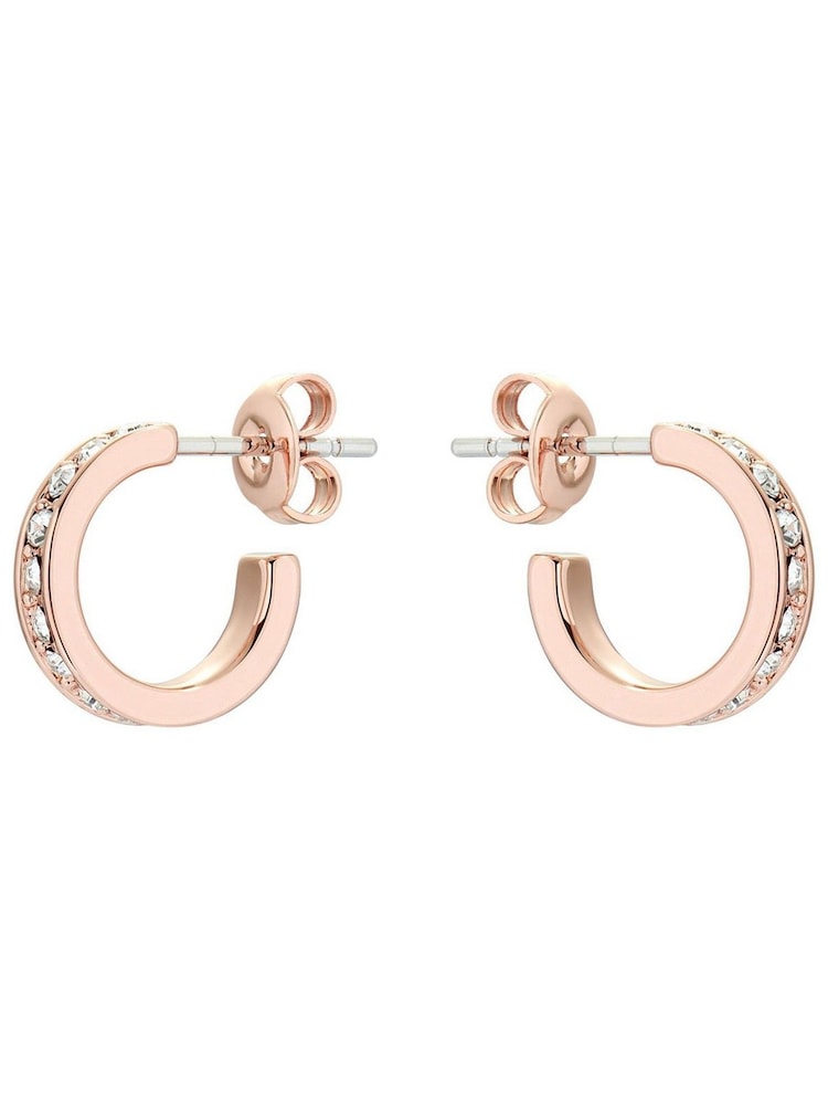 Buy Ted Baker Rose Gold SEENITA: Crystal Small Hoop Earrings from