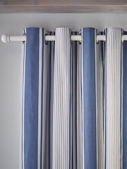 Laura Ashley Denim Blue Tiverton Lined Eyelet 100% Cotton Curtains - Image 3 of 3