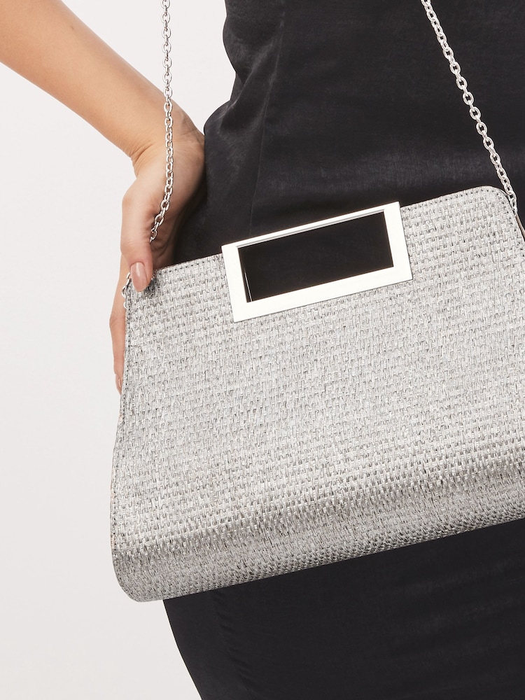 Shimmer Metal Handle Clutch Bag - Image 1 of 6