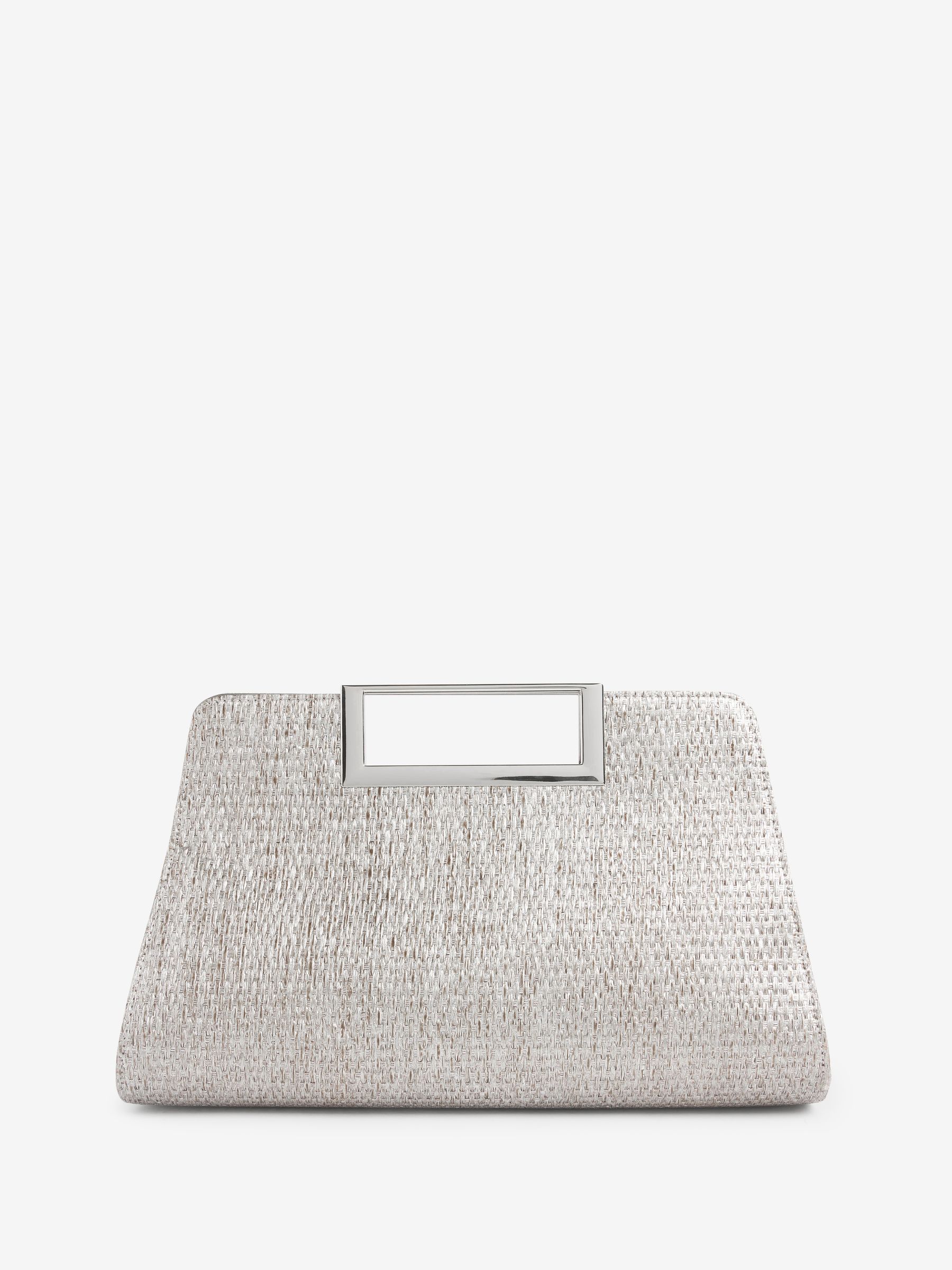 White clutch bag with handle outlet