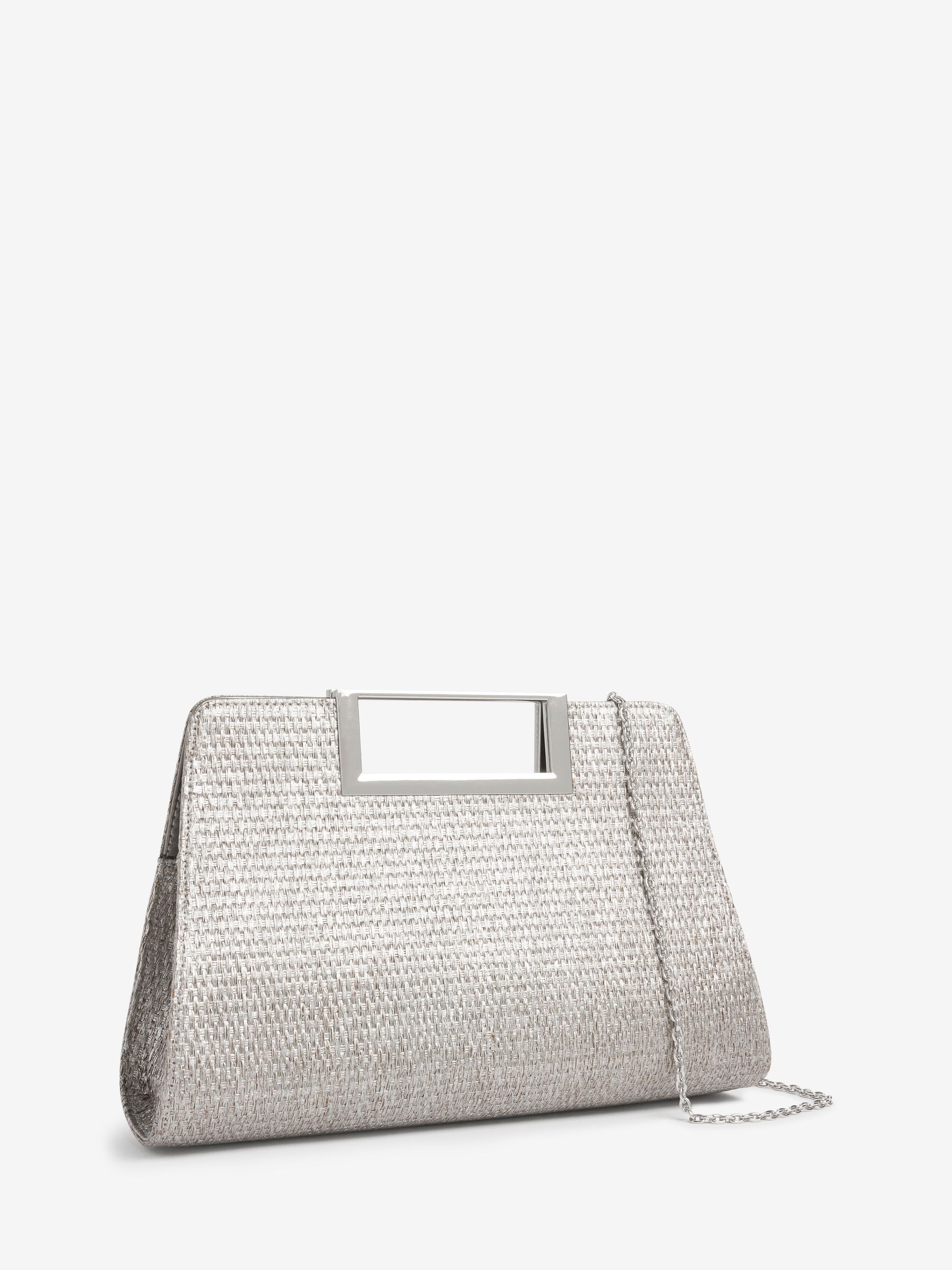 Shimmer Metal Handle Clutch Bag