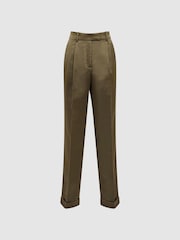 Reiss Green Cici Satin Taper Trousers - Image 2 of 7