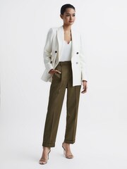 Reiss Green Cici Satin Taper Trousers - Image 3 of 7