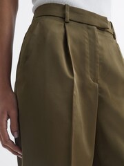 Reiss Green Cici Satin Taper Trousers - Image 4 of 7