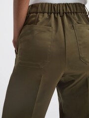 Reiss Green Cici Satin Taper Trousers - Image 6 of 7