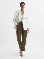 Reiss Green Cici Satin Taper Trousers - Image 7 of 7
