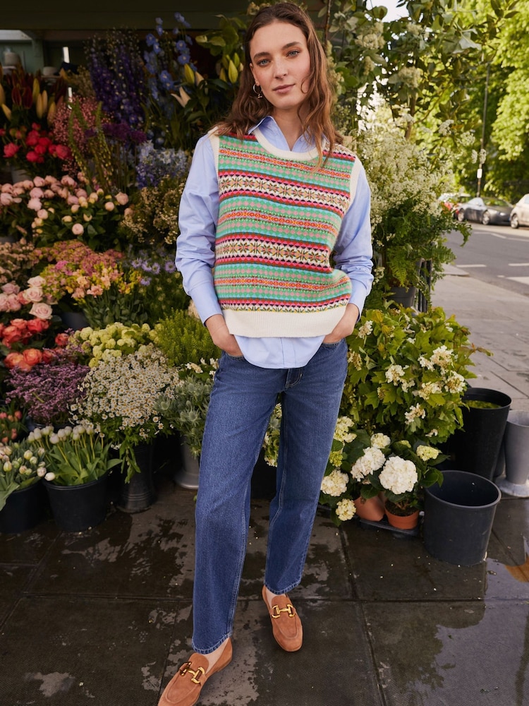 Boden Blue Mid Rise Tapered 100% Cotton Jeans - Image 1 of 6