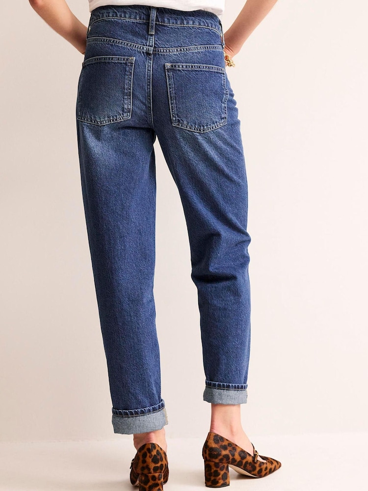 Boden Blue Mid Rise Tapered 100% Cotton Jeans - Image 2 of 6