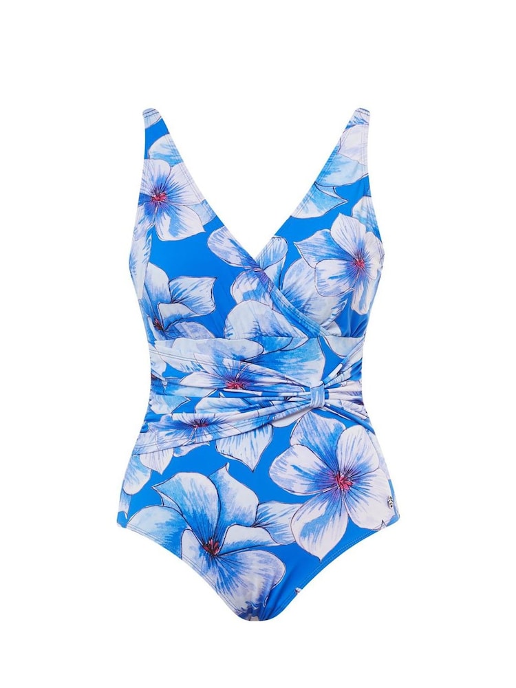 Seaspray Blue Eleanor Floral Bow Tummy Control Swimsuit - Image 1 of 4