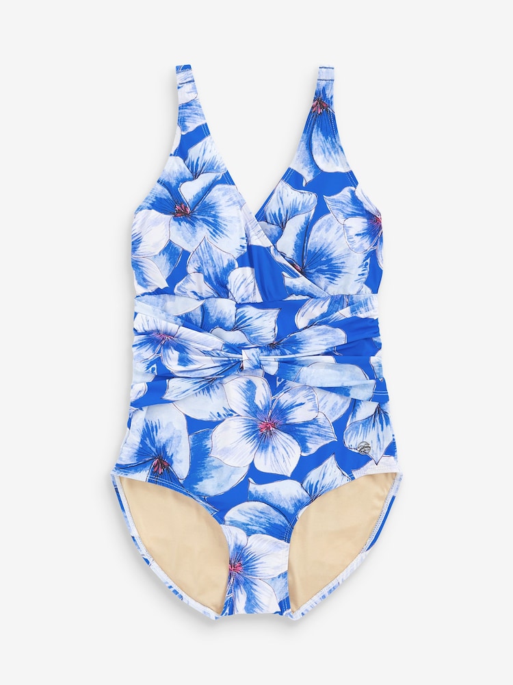 Seaspray Blue Eleanor Floral Bow Tummy Control Swimsuit - Image 2 of 4