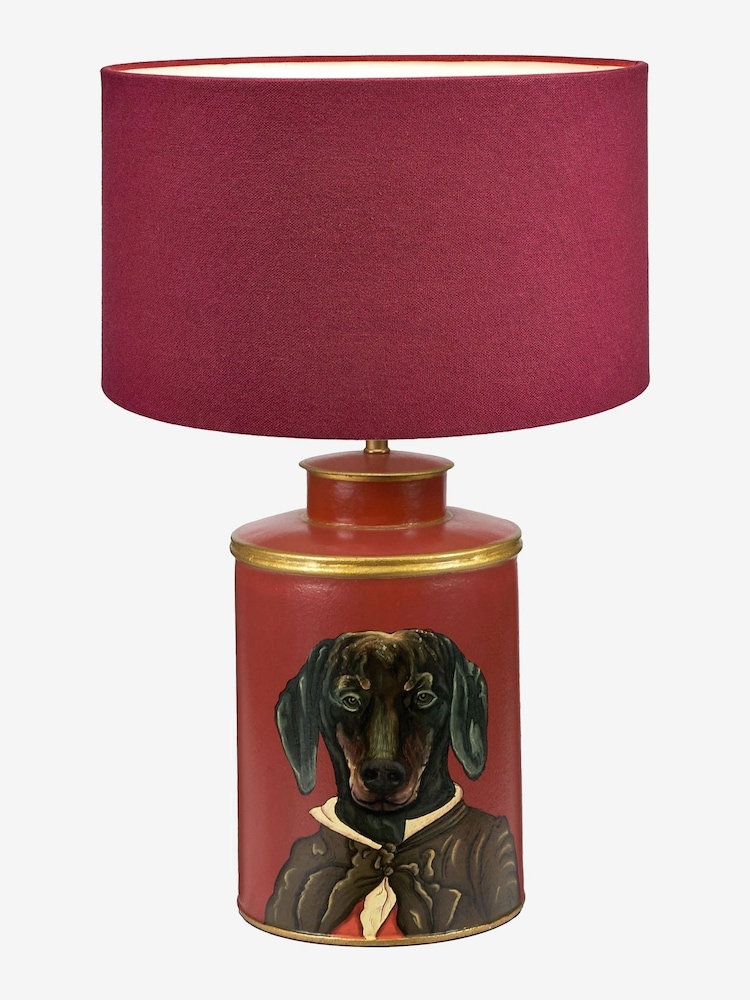 Pacific Red Dachshund Hand Painted Metal Table Lamp - Image 1 of 3
