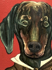 Pacific Red Dachshund Hand Painted Metal Table Lamp - Image 3 of 3