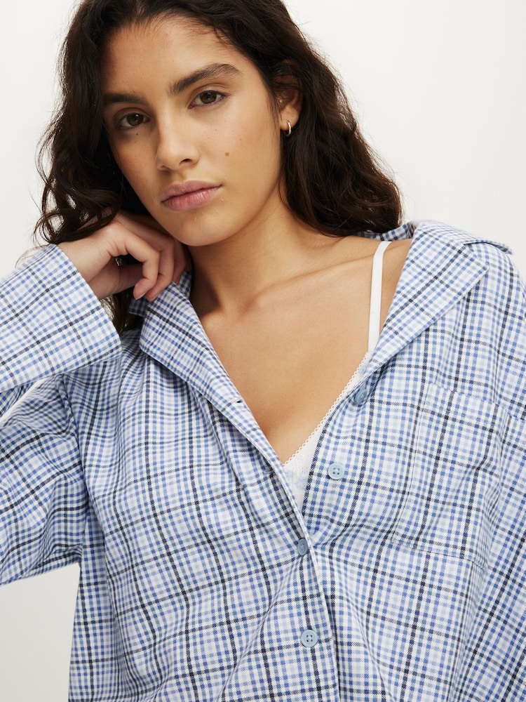 Cotton On Blue Dreamy Soft Boxy Shirt & Wide Leg Pant Set - Image 4 of 4