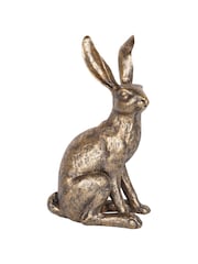 Laura Ashley Gold Antiqued Sitting Hare Ornaments Sculpture - Image 4 of 6