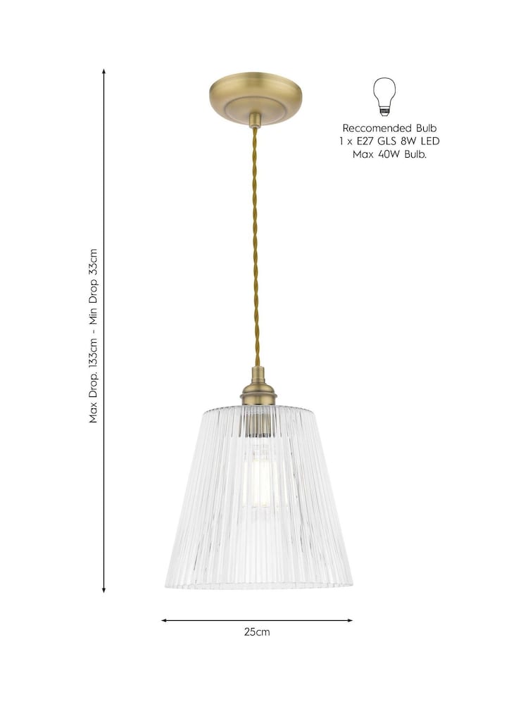 Laura Ashley Aged Brass Callaghan Pendant Large Ceiling Light - Image 4 of 4