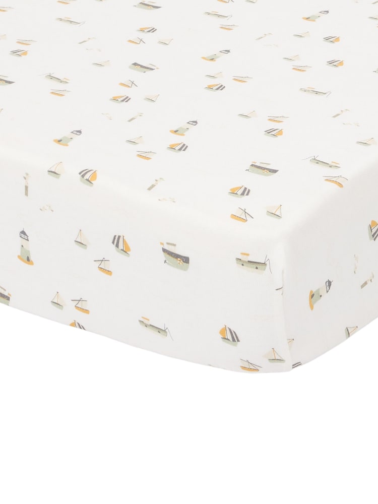Little Dutch Pink Sailors Bay White Fitted Bassinet Sheet - Image 2 of 2