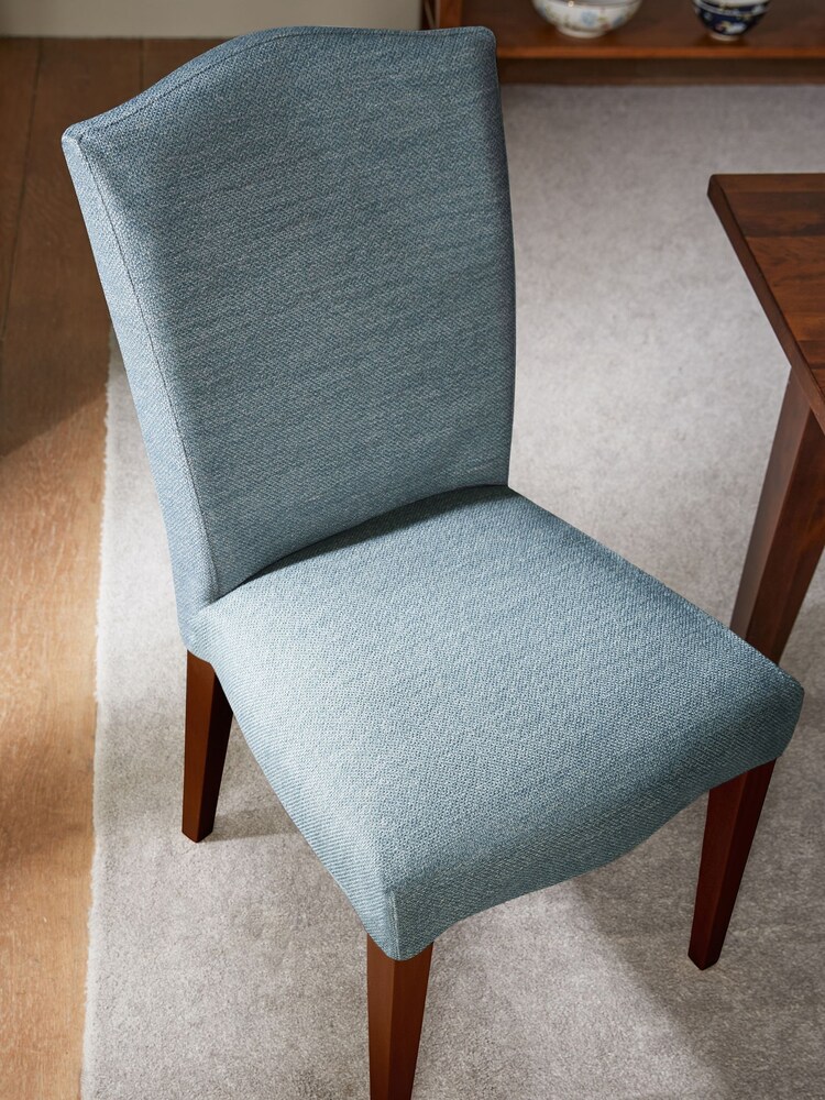 Laura Ashley Set of 2 Harley Dark Seaspray Calderbridge Walnut Effect Leg Dining Chairs - Image 2 of 8