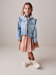 Mid Blue Frill Shoulder Denim Jacket (3-16yrs) - Image 1 of 9