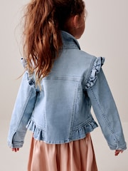 Mid Blue Frill Shoulder Denim Jacket (3-16yrs) - Image 3 of 9