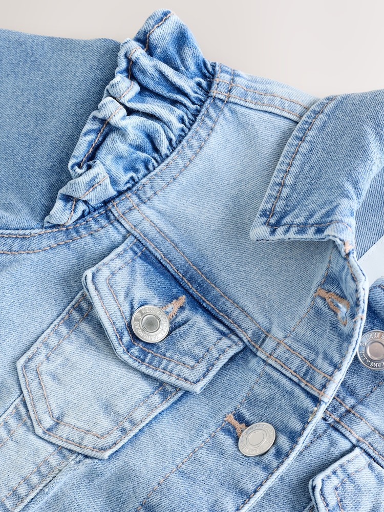 Mid Blue Frill Shoulder Denim Jacket (3-16yrs) - Image 8 of 9
