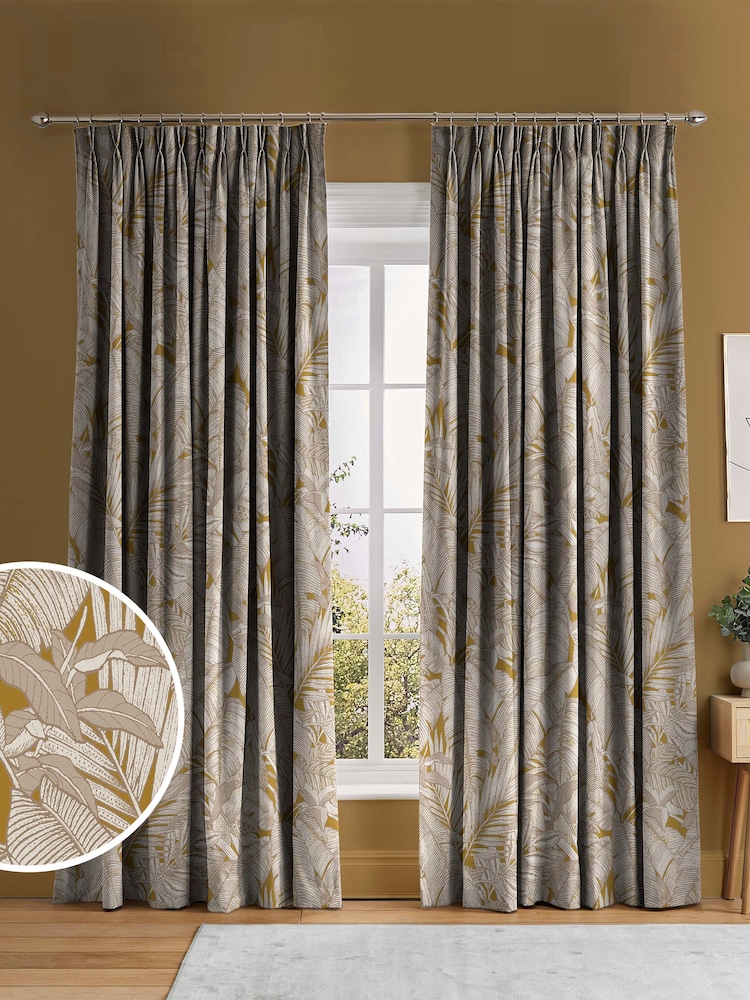 Graham & Brown Turmeric Yellow Paradys Made to Measure 100% Cotton Curtains - Image 1 of 8