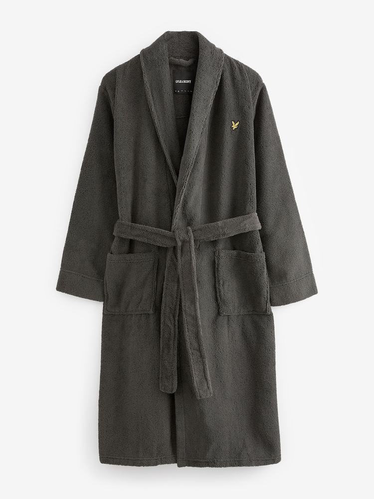 light grey dressing gown Fleece Hooded Dressing Gown – Elsa – Light Grey main image 1