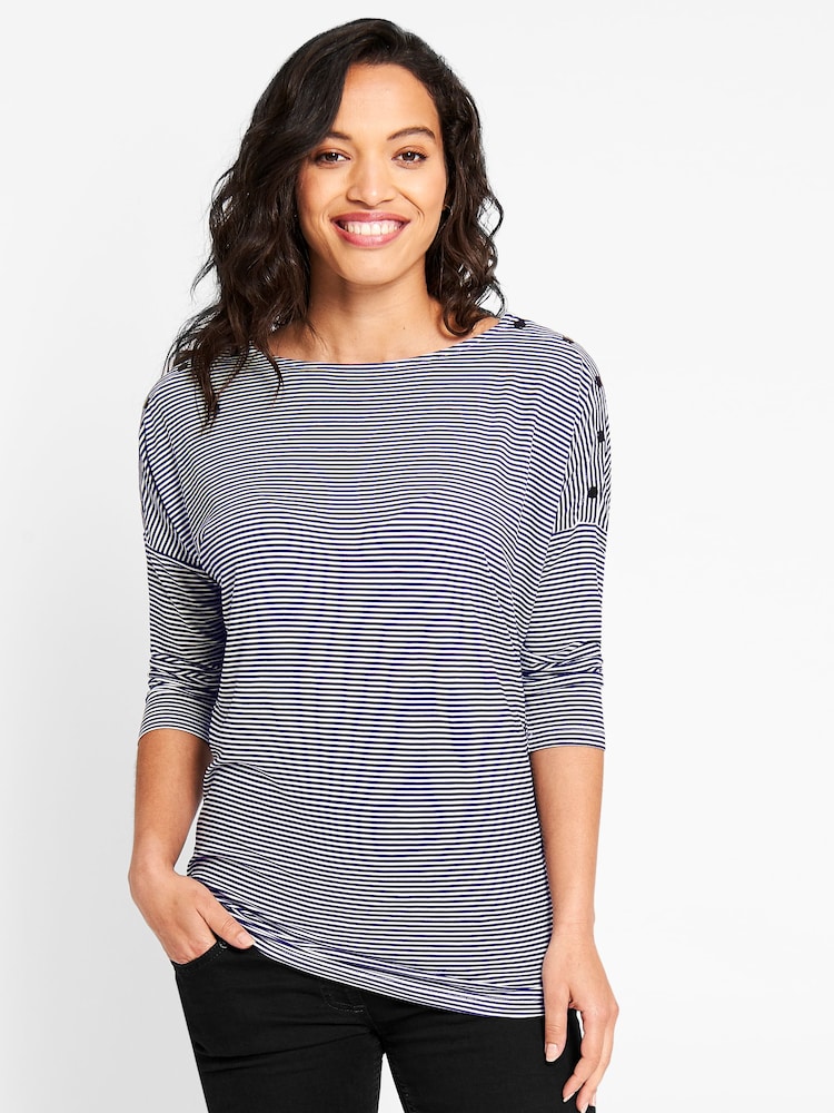 Marineblau/blau - Jojo Maman Bébé Umstands- und Stillmode Top mit Schulter-Cutout - Bild 1 von 4