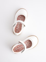White Patent Leather Standard Fit (F) Brogue Mary Jane Shoes - Image 4 of 6