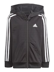 adidas Black Sportswear Essentials 3-Stripes Shiny Tracksuit - Image 4 of 9