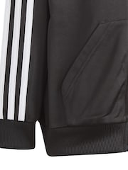 adidas Black Sportswear Essentials 3-Stripes Shiny Tracksuit - Image 8 of 9