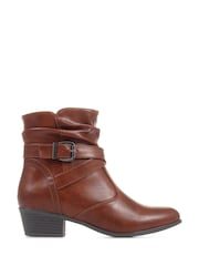 Pavers Brown Block Heeled Ankle Boots - Image 1 of 5