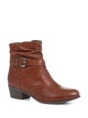 Pavers Brown Block Heeled Ankle Boots - Image 2 of 5