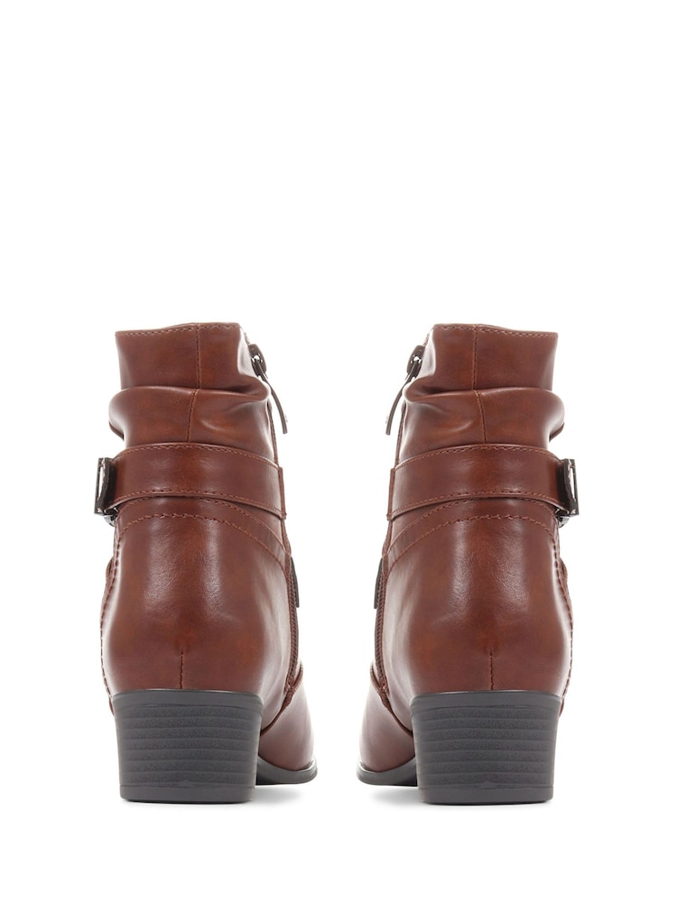 Pavers Brown Block Heeled Ankle Boots - Image 5 of 5