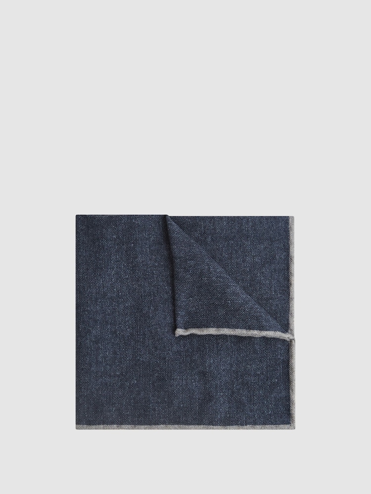 Reiss Indigo Halley Wool-Silk Blend Pocket Square - Image 1 of 5