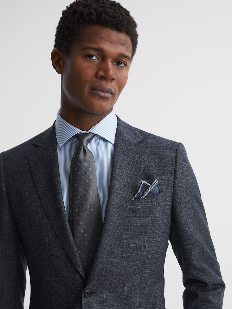 Reiss Indigo Halley Wool-Silk Blend Pocket Square - Image 2 of 5