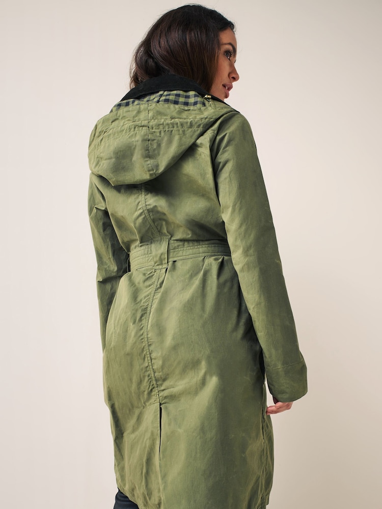 Barbour® International Khaki Green Rossin Longline Belted Jacket - Image 2 of 2
