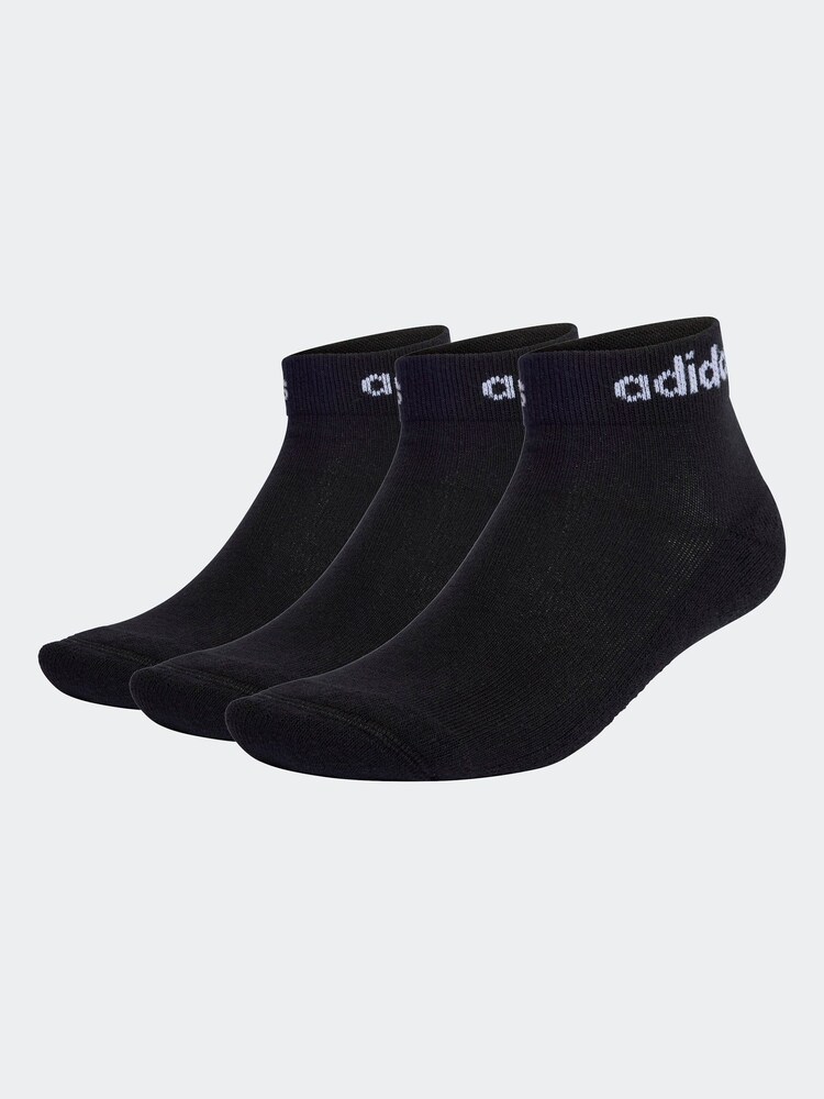 adidas Black Think Linear Ankle Socks 3 Pack - Image 1 of 4