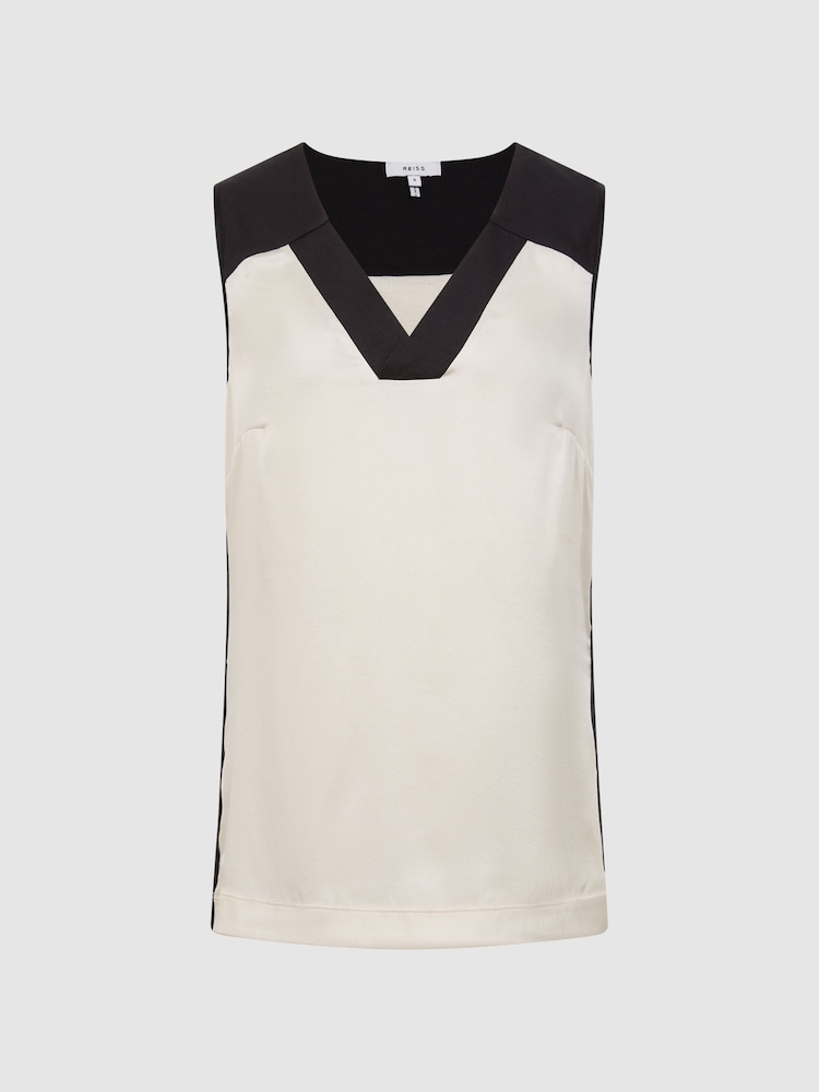 Reiss Black/Blush Sadie Colourblock Silk Vest - Image 2 of 6