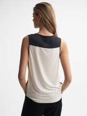 Reiss Black/Blush Sadie Colourblock Silk Vest - Image 5 of 6