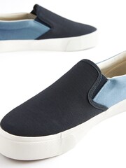 Navy Blue Slip-On Canvas Shoes - Image 4 of 6