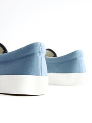Navy Blue Slip-On Canvas Shoes - Image 5 of 6