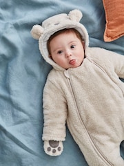 أوفرول مع قبعة قطعة واحدة دافئ بشكل الدب من Jojo Maman Bébé - صورة 2 من 6