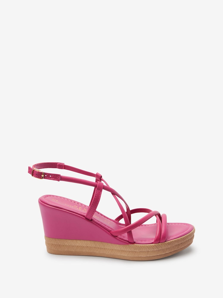 Pink - Forever Comfort Lederschuhe mit asymmetrischem Riemchendesign und Keilabsatz - Bild 2 von 6 Pink - Forever Comfort Lederschuhe mit asymmetrischem Riemchendesign und Keilabsatz - Bild 2 von 6