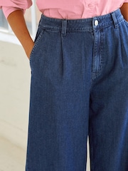 Dark Blue Super Soft TENCEL™ Wide Leg Trousers - Image 3 of 4