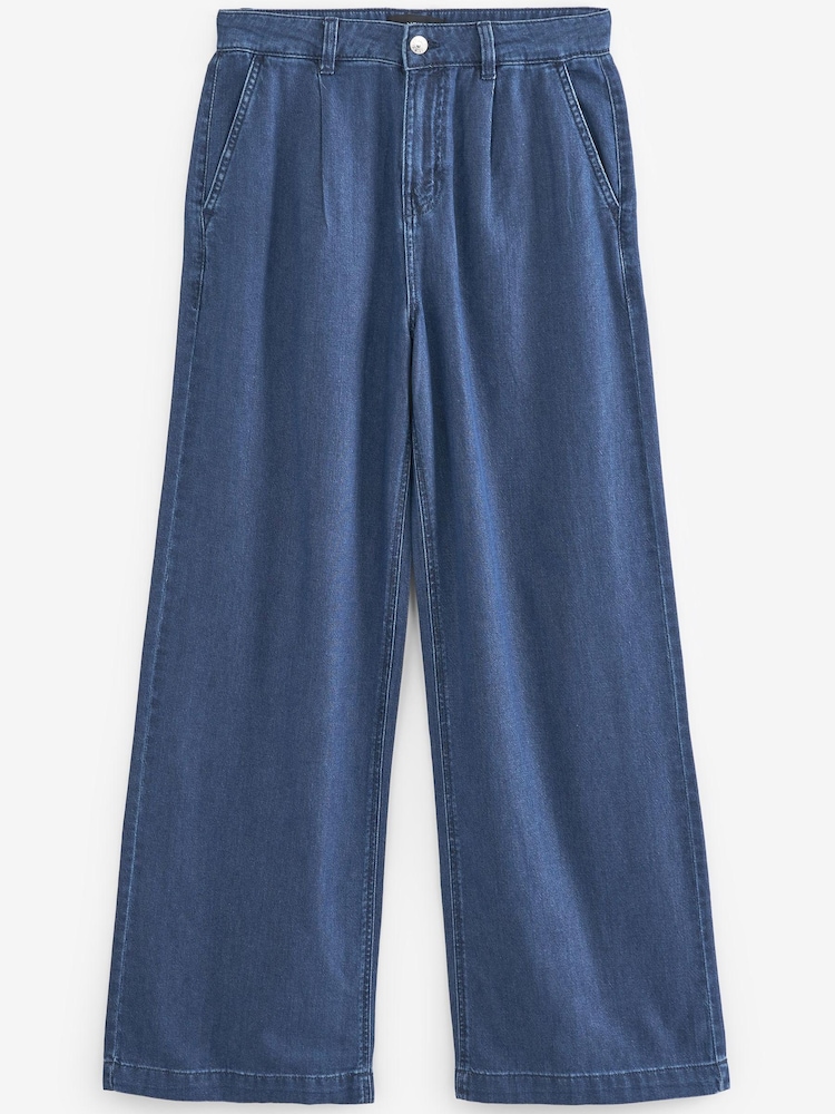 Dark Blue Super Soft TENCEL™ Wide Leg Trousers - Image 4 of 4