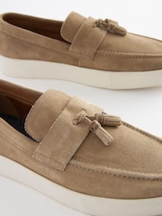 Stone Suede Tassel Loafers - Image 4 of 6